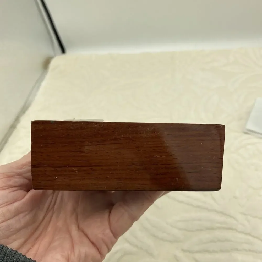 Handmade Laquered Wood Business Card & Pencil Holder With Inlaid Shell Design